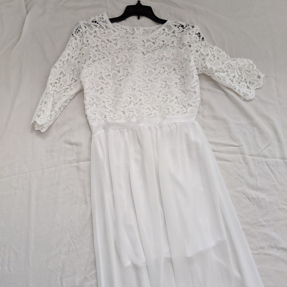 White ankle length maxi dress